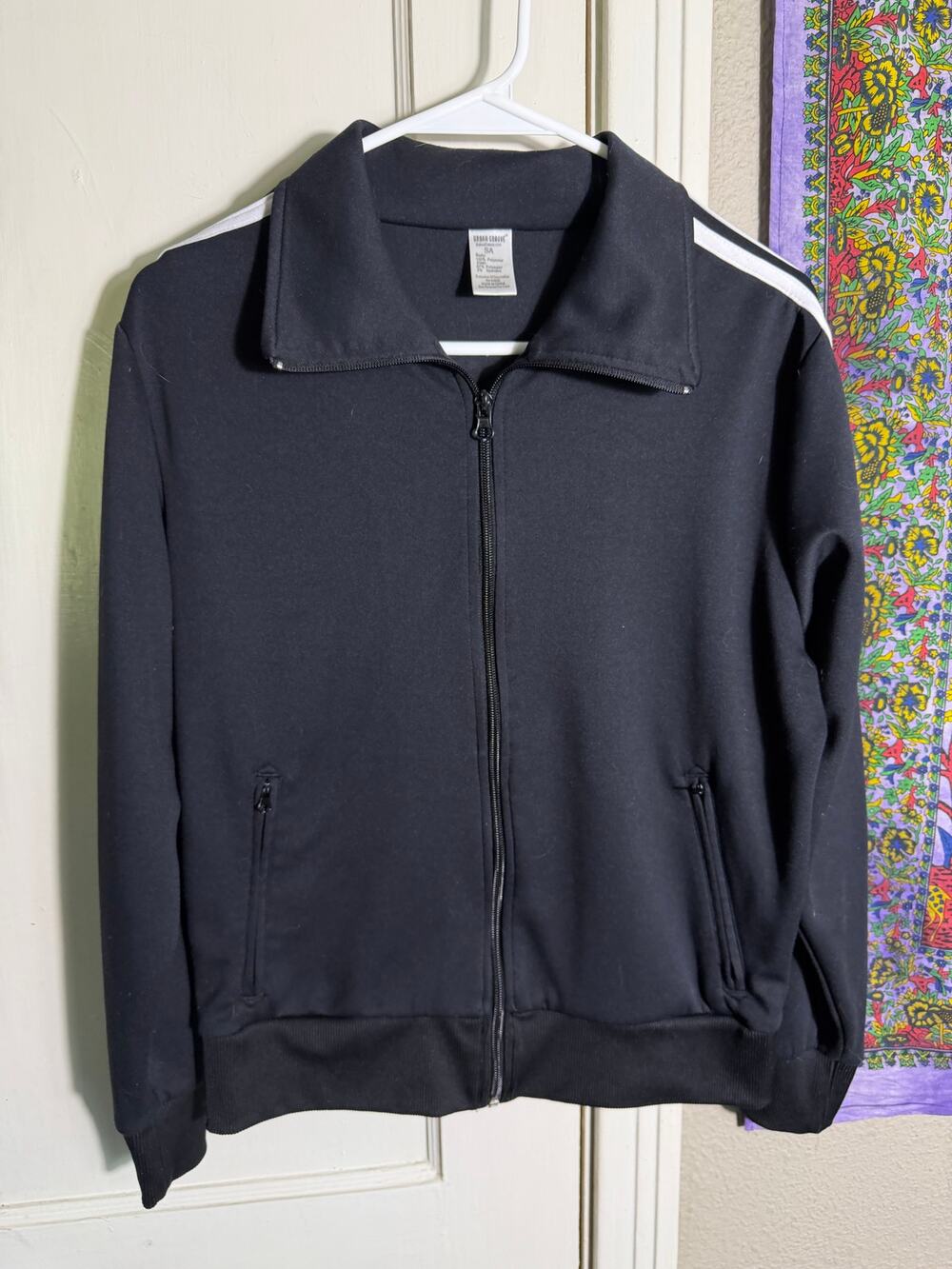 Urban Groove Batera Dance Track Jacket Black White Stripe Full Zip - Small